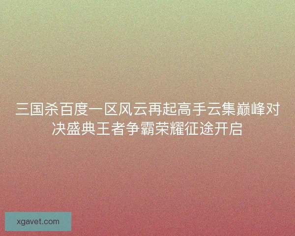 三国杀百度一区风云再起高手云集巅峰对决盛典王者争霸荣耀征途开启